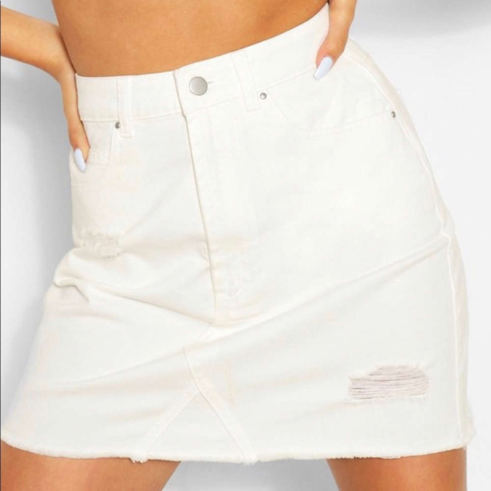 White denim mini skirt
